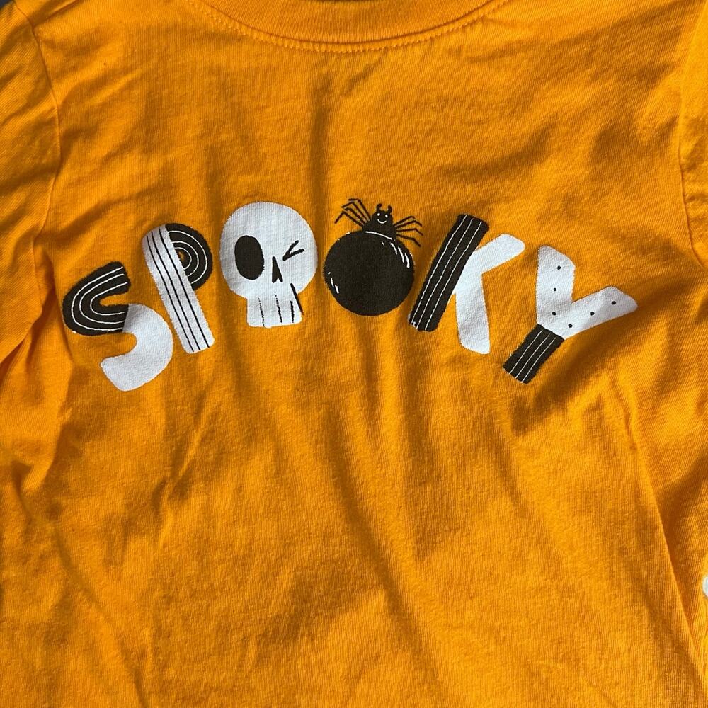 Halloween Spooky Skull Spider Old Navy 4T Kids Orange Long Sleeve Tee